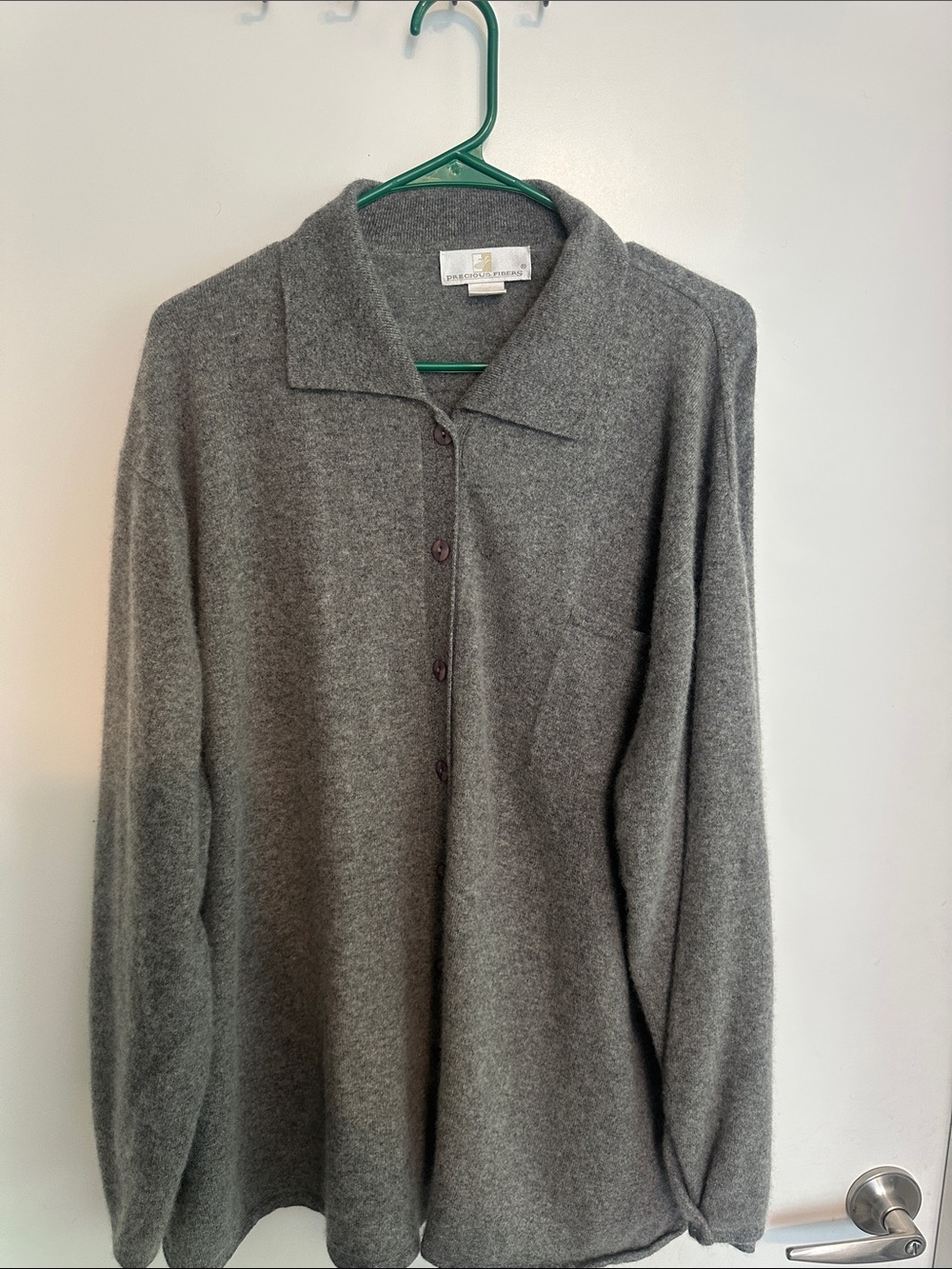 Classic Gray Button-Front Knit Cardigan Sweater